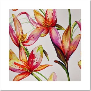 Tropical flower pattern Posters and Art